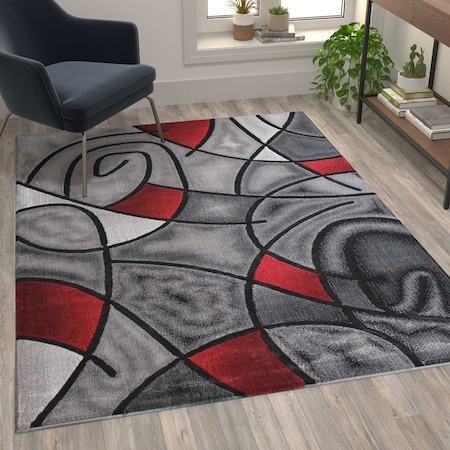 Flash Furniture Red 5' x 7' Abstract Design Accent Area Rug ACD-RGTRZ860-57-RD-GG